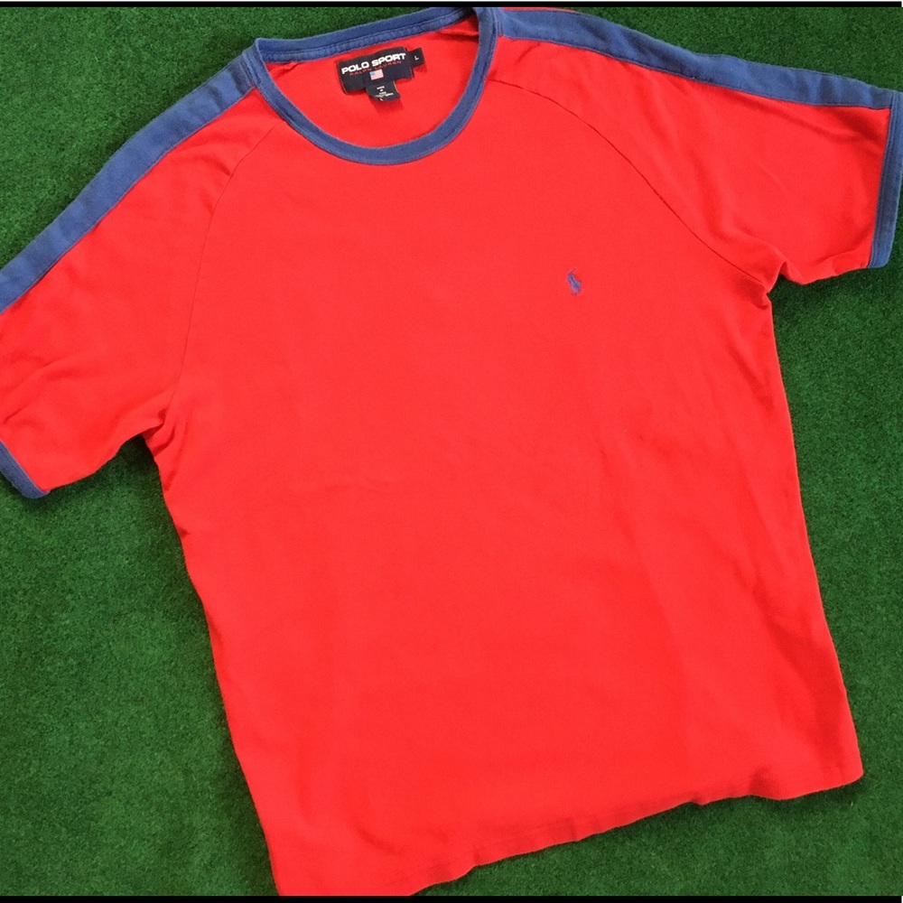 Polo sport vintage t shirt blue horse